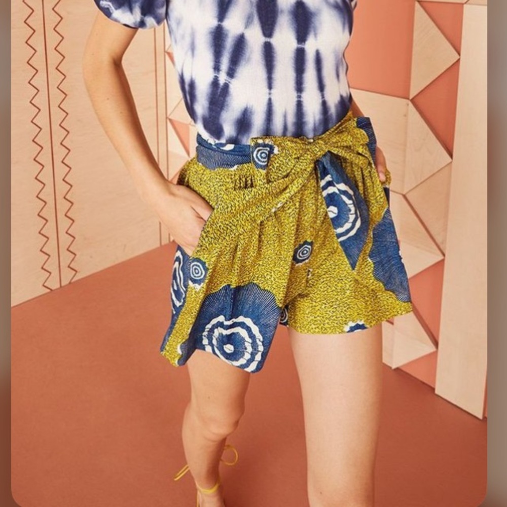 Ulla Johnson Martim Shorts in Blue/Gold